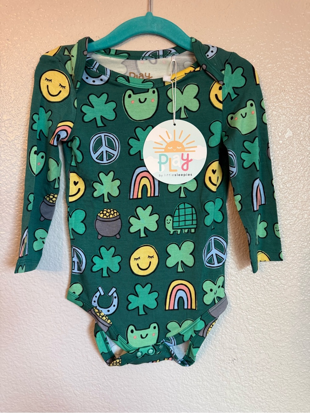 Little Sleepies Green Shamrock & Rainbow Play One-Piece